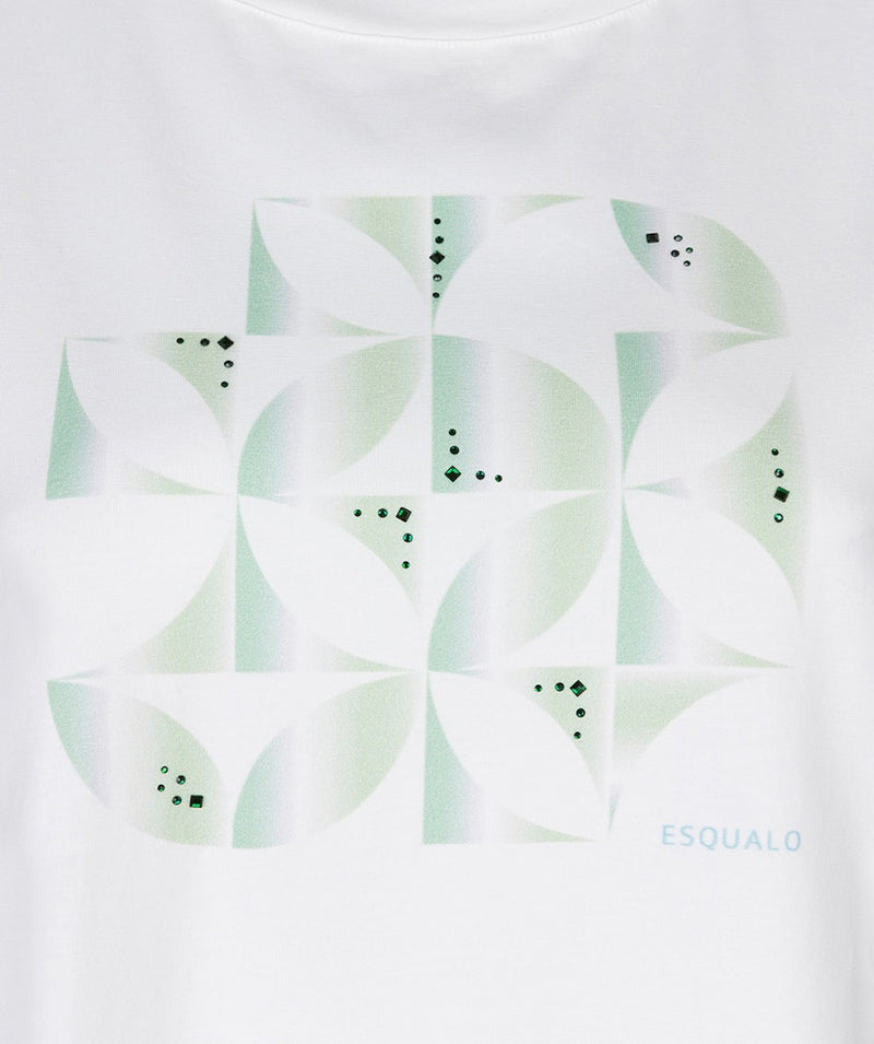 Blocks Print T-Shirt - Off White/green