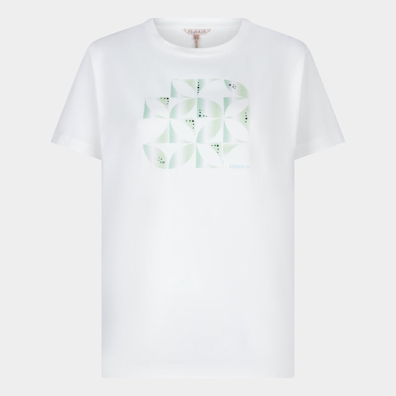 Blocks Print T-Shirt - Off White/green