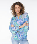 BaysideLeaves Print VNeck Blouse - Print