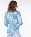 BaysideLeaves Print VNeck Blouse - Print