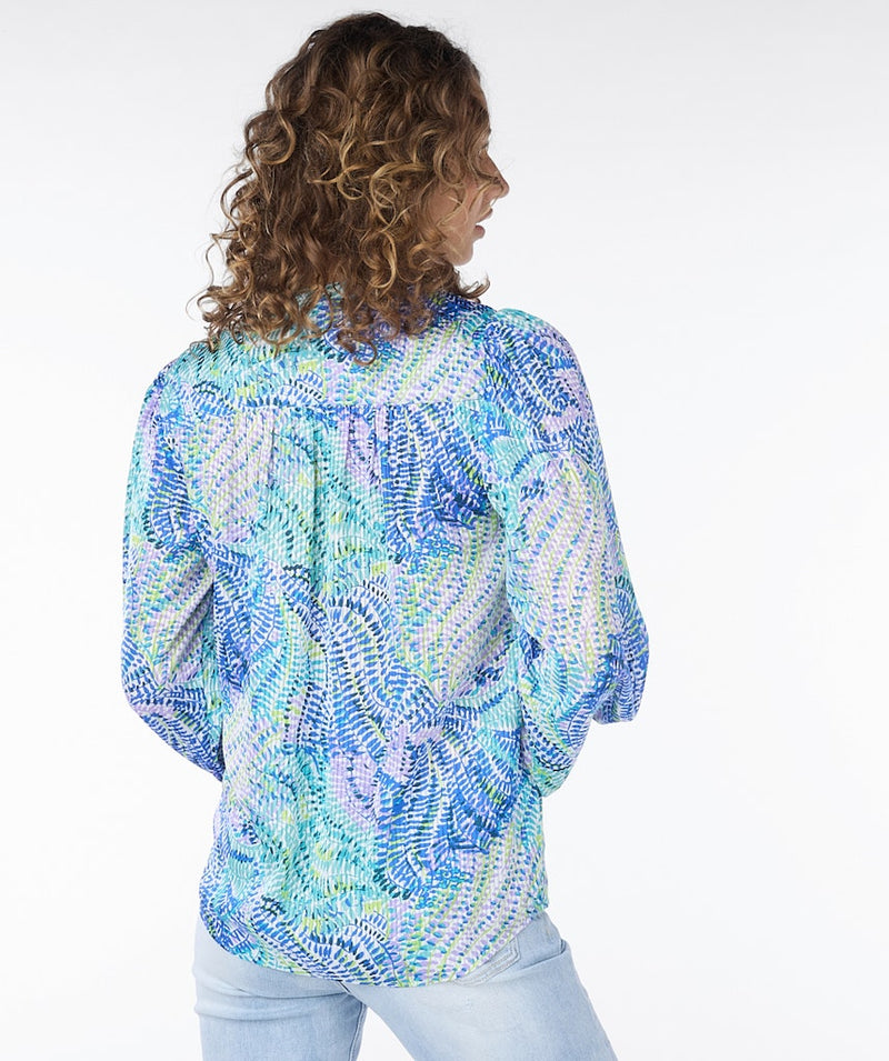 BaysideLeaves Print VNeck Blouse - Print