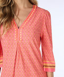 Beads V Neck Dress - Print