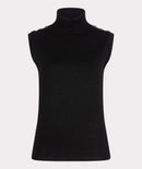 Sleeveless High Neck Jumper - Black