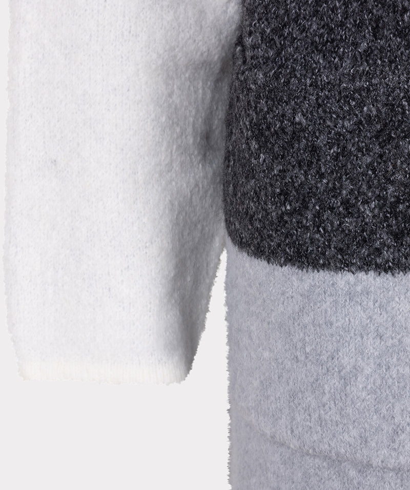 Blocks Cardigan & Scarf Set - Grey