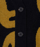 Intarsia Letters Cardigan - Black/golden Olive