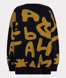 Intarsia Letters Cardigan - Black/golden Olive