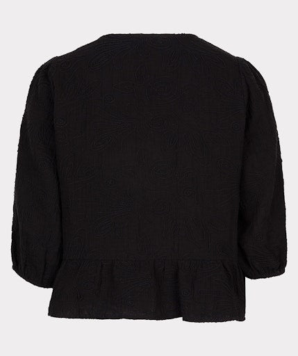 3D Embroidery Blouse - Black