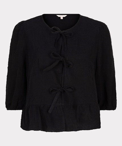3D Embroidery Blouse - Black
