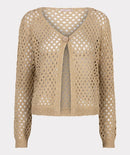 Button Lurex Cardigan - Gold