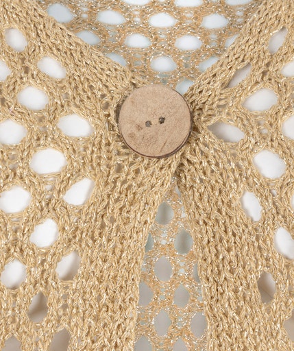 Button Lurex Cardigan - Gold