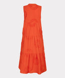 3D Circled Sleeveless Dress - Red Orange
