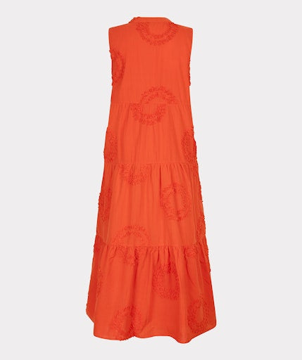 3D Circled Sleeveless Dress - Red Orange