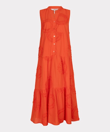 3D Circled Sleeveless Dress - Red Orange