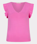 V Neck Ruffle Top - Pink
