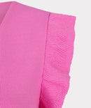 V Neck Ruffle Top - Pink