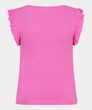 V Neck Ruffle Top - Pink