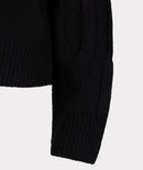 Cable Sleeve Raglan Turtle Neck - Black