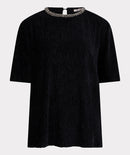 Velour Plisse Top - Black