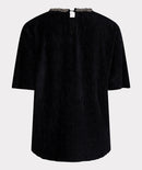 Velour Plisse Top - Black