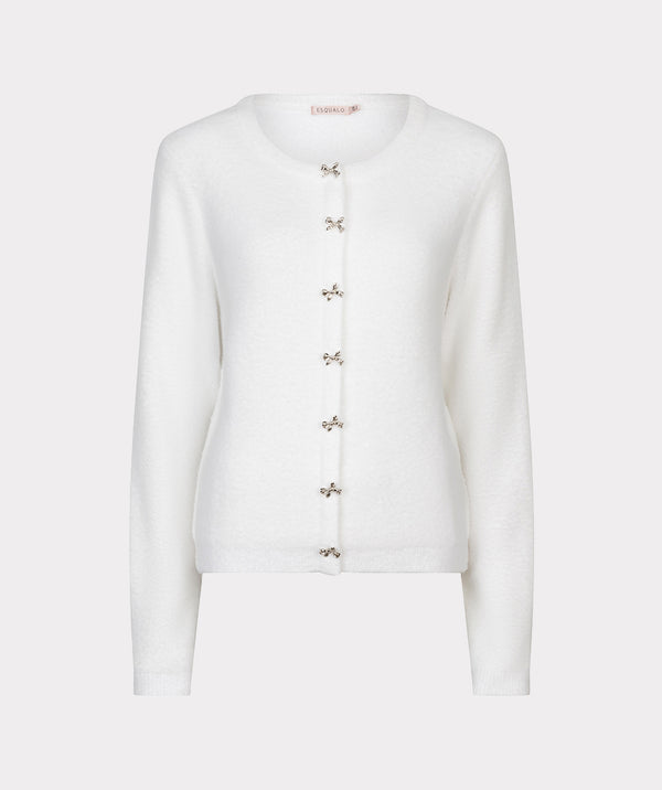 Bow Button Cardigan - Off White