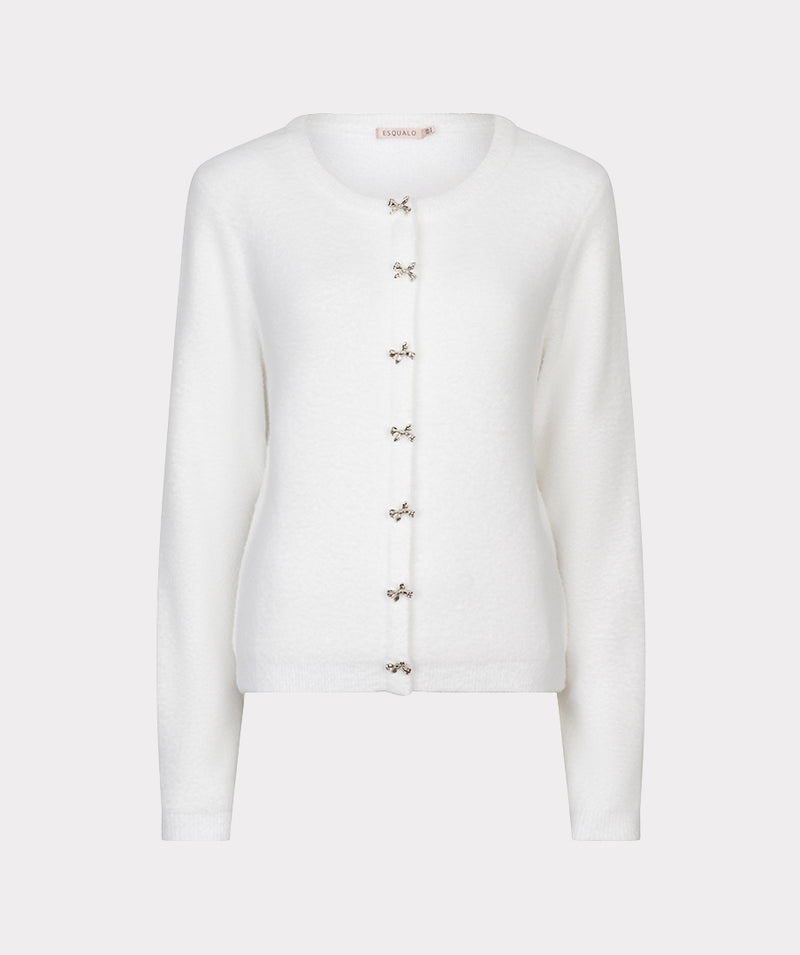 Bow Button Cardigan - Off White
