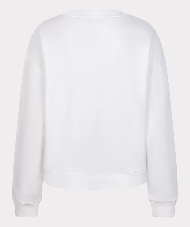 Flock Print Unique Sweatshirt - Off White