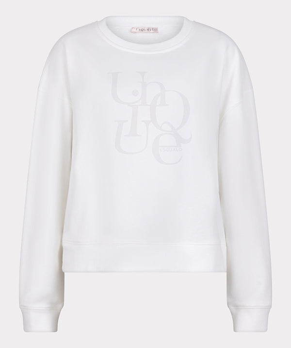 Flock Print Unique Sweatshirt - Off White