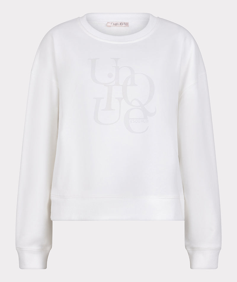 Flock Print Unique Sweatshirt - Off White