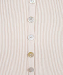 V Neck Buttons Sleeveless Top - Sand