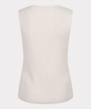 V Neck Buttons Sleeveless Top - Sand