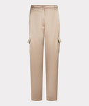Satin Cargo Trousers - Gold
