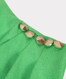 Sleeveless Shoulder Pleats Dress - Green