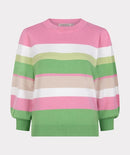Striped Round Neck Jumper - Rose