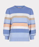 Striped Round Neck Jumper - Blue