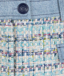 Jeans Accent Tweed Skirt - Blue