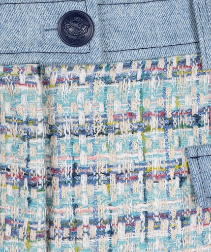 Jeans Accent Tweed Skirt - Blue