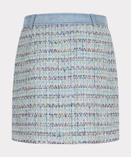 Jeans Accent Tweed Skirt - Blue
