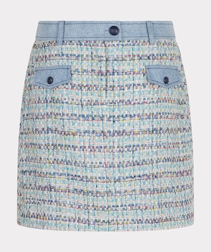 Jeans Accent Tweed Skirt - Blue