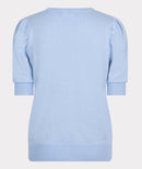 V Neck Gathered Sleeve Jumper - Sky Blue