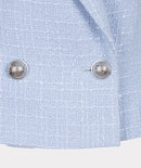 Double Breasted Tweed Blazer - Sky Blue