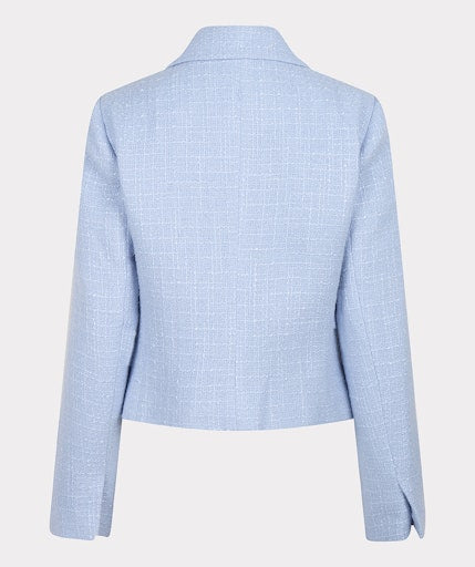 Double Breasted Tweed Blazer - Sky Blue