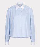 Rhinestones Striped Blouse - Blue/white