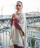Esqualo High Neck Poncho - Bisquit