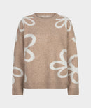 Intarsia Round Neck Jumper - Sand Melange