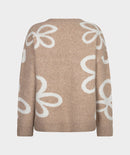 Intarsia Round Neck Jumper - Sand Melange