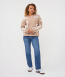 Intarsia Round Neck Jumper - Sand Melange