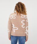 Intarsia Round Neck Jumper - Sand Melange