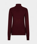 Shoulder Detail Polo Neck Jumper - Merlot