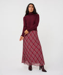 Shoulder Detail Polo Neck Jumper - Merlot