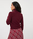 Shoulder Detail Polo Neck Jumper - Merlot